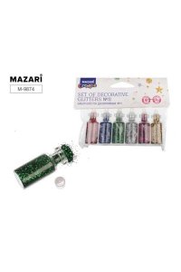 БЛЕСТКИ СУХИЕ НАБОР 6 ЦВ 2 Г (СТЕКЛ БАНОЧ С ПРОБКОЙ)MAZARI M-9874 (0557)