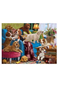 АЛМАЗНАЯ МОЗАИКА 40*50СМ С ПОДРАМ ИГРИВЫЕ ЩЕНКИ*РЫЖИЙ КОТ* АРТ. AS4030