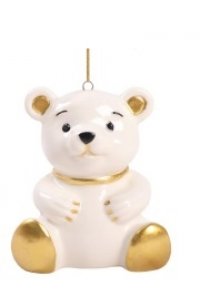 НОВОГОДНЕЕ ПОДВЕСНОЕ УКРАШЕНИЕ ИЗ ФАРФОРА / 5X8X6,5СМ МИШКА АРТ.94948