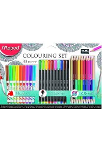 НАБОР Д/РИСОВАНИЯ 33 ПРЕДМ MAPED (10 ФЛОМАСТ,10 КАПИЛ РУЧ,12 ДВУСТОР КАРАНД,ТОЧИЛКА)АРТ.897417 (4178