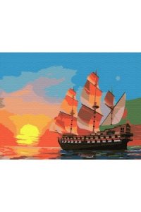 РОСПИСЬ ПО НОМЕРАМ 15*20СМ ЗАКАТ НАД МОРЕМ АРТ.KH0781 (4985)