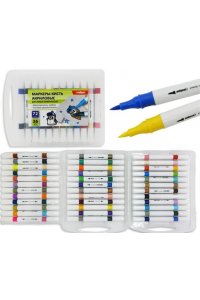 НАБОР МАРКЕРОВ АКРИЛ 36 ШТ 72 ЦВДВУСТОРОННИЕ (КИСТЬ) 1-4ММ DE-101 (1016)