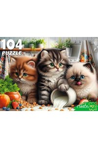 ПАЗЛЫ 104 РЫЖИЙ КОТ ТРИ КОТЕНКА НА КУХНЕ Ф104-7605 (6050)