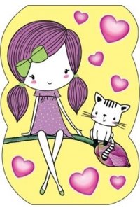 ЗАКЛАДКА 2-89-135 НА МАГНИТЕ ДЕВОЧКА С КОТЕНКОМ