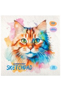 СКЕТЧБУК 20Л 200*200 BG СКЛЕЙКА АКВАРЕЛЬНЫЙ КОТ200Г/М2( Д/АКВАРЕЛИ)СКВ20СК_57144 (1445)