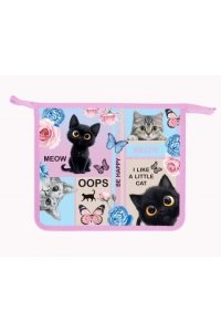 ПАПКА Д/ТЕТР 2 ОТД А5 НА МОЛНИИ CAT DAY (ПЛАСТИК) HATBER AMC_02023 (9008)