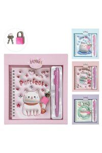 БЛОКНОТ 48Л А6 С ЗАМКОМ + РУЧКА KWELT FUNNY CATS К-34072 (2586)