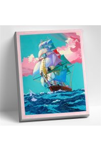 РОСПИСЬ ПО НОМЕРАМ 30*40СМ ПАРУСНЫЙ КОРАБЛЬ ( ЦВЕТНОЙ ХОЛСТ ) АРТ.KK0871