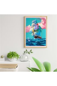РОСПИСЬ ПО НОМЕРАМ 30*40СМ ПАРУСНЫЙ КОРАБЛЬ ( ЦВЕТНОЙ ХОЛСТ ) АРТ.KK0871