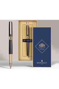 РУЧКА РОЛЛЕР СИН 0,5 ММ MONTAGUT МЕТАЛЛ КОРПУС ЧЕРНАЯ/ФУТЛЯР/ TJ-45/M302 (1401)