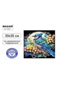 АЛМАЗНАЯ МОЗАИКА 30*30 ПТИЦА НА ПОДРАМНИКЕ ЧАСТИЧНАЯ ВЫКЛАДКА M-12221