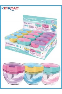 ТОЧИЛКА KEYROAD TRI 3 PASTEL (3 ОТВЕРСТ/8,11 И 16ММ) С КОНТЕЙН В АСС KR972414 (5808)