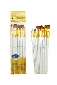 НАБОР КИСТЕЙ 10ШТ СИНТЕТИКА КРУГЛЫЕ (№1, 2, 4, 5) И ПЛОСКИЕ (№3, 6, 8, 9, 10, 12) CZ-248 (2482)