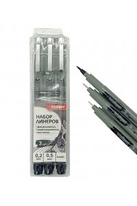 НАБОР ЛИНЕРЫ ЧЕРН 3 ШТ (0.2, 0.5 ММ, BRUSH) CY-185 (7377)