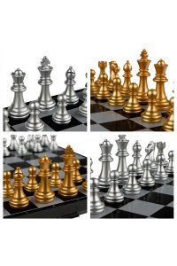 НАСТ ИГРА НАБОР ШАХМАТЫ И ШАШКИ (ФИГУР ЗОЛОТ/СЕРЕБР) 28*28 ТРИ СОВЫ НИ_93016 (0168)