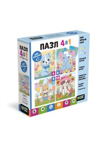 ПАЗЛЫ 4 В 1 BABY GAMES 4-6-9-12 ЭЛ В ЦВЕТОЧНОМ МИРЕ 07878 (8786)