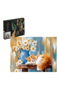 РОСПИСЬ ПО НОМЕРАМ 30*40 С ПОТАЛЬЮ НАТЮРМОРТ С КОШКОЙ АРТ. 71279