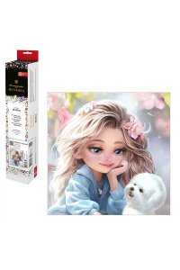 АЛМАЗНАЯ МОЗАИКА 30*30 БЛОНДИНКА С СОБАЧКОЙ АРТ. 71356 (6354)