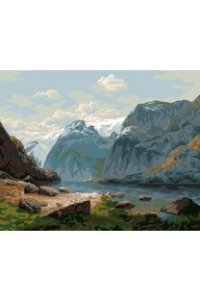 РОСПИСЬ ПО НОМЕРАМ 50*40 ПО МОТИВАМ КАРТИНЫ САВРАСОВА ОЗЕРО В ГОРАХ ШВЕЙЦАРИИ GTG-PNB/PL-198 (5153)