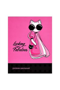 ДНЕВНИК Д/ШК 48Л ФЕНИКС+ ТВ СОФТ-ТАЧ ВЕЛЬВЕТ ФЭШН КОШКА 60237