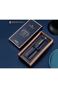 РУЧКА РОЛЛЕР СИН 0,5 ММ MONTAGUT МЕТАЛЛ КОРПУС ЧЕРНАЯ С РИФЛЕНИЕМ /ФУТЛЯР/ TJ-6/2006-1 (8426)