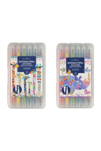 ФЛОМАСТЕРЫ-КИСТОЧКИ 12 ЦВ FUNCOLOR ДВУСТОРОНН ПЛАСТИК ПЕНАЛ (2 ВИДА) *BV* 32-0047 (8752/0922)