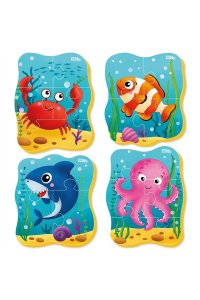 ПАЗЛЫ МЯГ 4 КАРТИНКИ 16 ЭЛ МОРСКИЕ ЖИТЕЛИ /ПАКЕТ/ ET02-024 (8056)