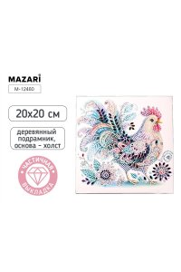 АЛМАЗНАЯ МОЗАИКА 20*20 ПЕТУХ, ХОЛСТ, ДЕРЕВЯННЫЙ ПОДРАМНИК, ЧАСТИЧНАЯ ВЫКЛАДКА M-12480 (8224)
