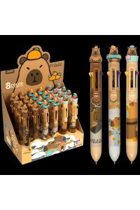 РУЧКА АВТ ШАР 8-МИ ЦВЕТНАЯ 0,7 ММ CAPYBARA DEVENTE /ДИСПЛЕЙ/ В АСС 5070412 (8345)
