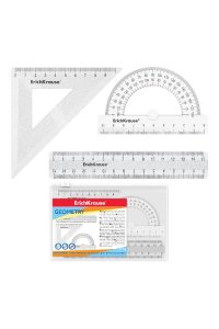 НАБОР ЧЕРТЕЖН 3 ПРЕДМ CLEAR GLITTER (ЛИНЕЙКА 15 СМ УГОЛЬНИК 9 СМ ТРАНСПОРТИР 180°) ЕК 53031