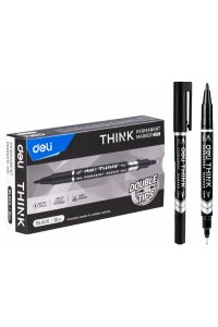 МАРКЕР ПЕРМ DELI THINK 0,5-1 ММ ДВУСТОР ЧЕРНЫЙ EU211-BK (1398)