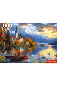 ПАЗЛЫ 1000 РЫЖИЙ КОТ ЗАКАТ НА ОЗЕРЕ БЛЕД Ф1000-0197 (3891)