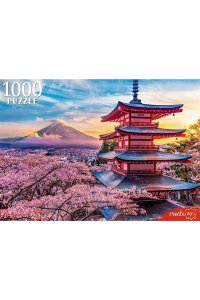 ПАЗЛЫ 1000 РЫЖИЙ КОТ ЯПОНИЯ ЗАКАТ НАД ГОРОЙ ФУДЗИ ШТП1000-7139 (1399)