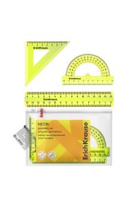 НАБОР ЧЕРТЕЖН 3 ПРЕДМ (ЛИНЕЙКА 15 СМ УГОЛЬНИК 9 СМ ТРАНСПОРТИР 180°) ЖЕЛТЫЙ АРТ. ЕК 49559