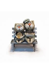 КОТЫ ПАРОЧКА С КОРЗИНКОЙ НА СКАМЕЙКЕ МИНИ КN 00-101D