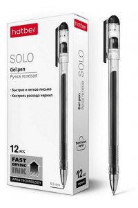 РУЧКА ГЕЛ ЧЕРН HATBER SOLO 0,5ММ (ТРЕХГРАНН) GP_058620 (8348)