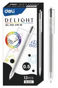 РУЧКА АВТ ГЕЛ ЧЕРН 0.5ММ DELI DELIGHT EG118-BK (5748)