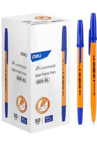 РУЧКА ШАР СИН DELI P1-VINTAGE 0,7 ММ (ОРАНЖ КОРПУС) EQ6S-BL (7004)