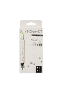 СКЕТЧ-МАРКЕРЫ 6ЦВ SKETCH&ART ДВУХСТОРОН ХОЛОДНЫЕ СЕРЫЕ ЦВЕТА BRUNO VISCONTI 22-0081/12 (6567)