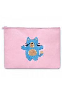 ПАПКА Д/ДОКУМЕНТОВ НА МОЛНИИ А4 5 ММ КОТИК РОЗОВЫЙ (ТКАНЬ) ФЕНИКС+ 46495