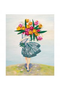 НАБОР Д/ТВОРЧ МОЗАИКА ИЗ ПАЙЕТОК НА ХОЛСТЕ ДЕВУШКА С БУКЕТОМ(30Х40СМ) АРТ.МХ-34 (0087)