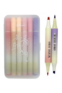 НАБОР МАРКЕРОВ ТЕКСТОВ 6ШТ (КИСТЬ+СКОШЕННЫЙ) ПЕРСИКОВЫЕ DM-285 (2482)