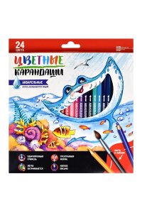 КАРАНДАШИ 24ЦВ СЧАСТЛИВЫЙ СКАТ (АКВАРЕЛЬНЫЕ/ТРЕХГРАНН) ФЕНИКС+ АРТ.58588